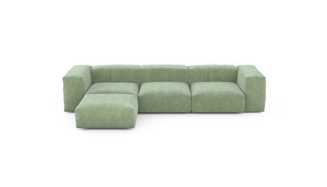 Preset four module chaise sofa - cord velours - duck egg - 314cm x 199cm