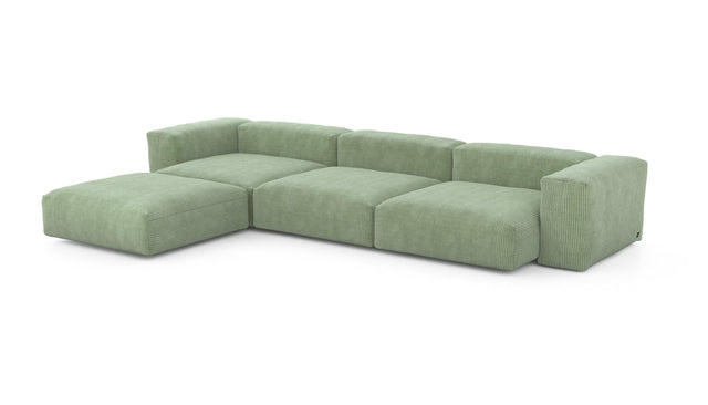 Preset four module chaise sofa - cord velours - duck egg - 377cm x 241cm