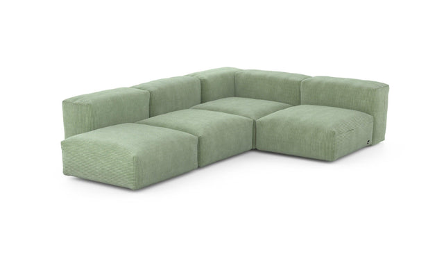 Preset four module corner sofa - cord velours - duck egg - 199cm x 283cm