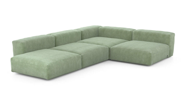 Preset four module corner sofa - cord velours - duck egg - 241cm x 346cm