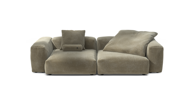 vetsak | Sofa Set 02 Large - Cord Velour - Khaki | Modular Sofa | 3.5 Seater | Big Sofa