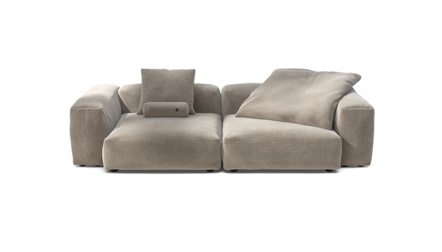 vetsak | Sofa Set 02 Large - Cord Velour - Platinum | Modular Sofa | 3.5 Seater | Big Sofa