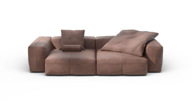 vetsak | Sofa Set 02 Large - Leather - Stone | Modular Sofa | 3.5 Seater | Big Sofa