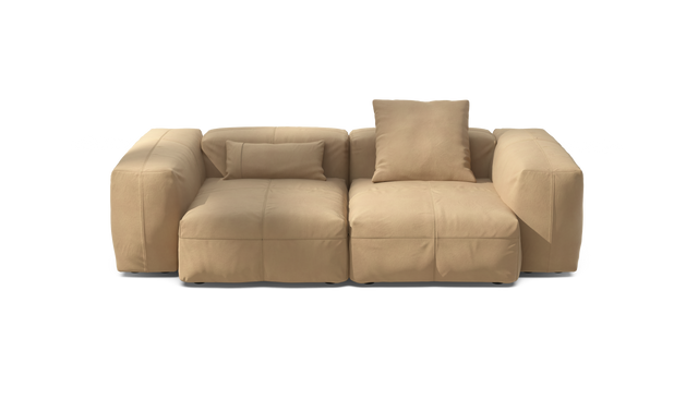 vetsak | Sofa Set 02 Medium - Leather - Beige | Modular Sofa | 2.5 Seater | Big Sofa