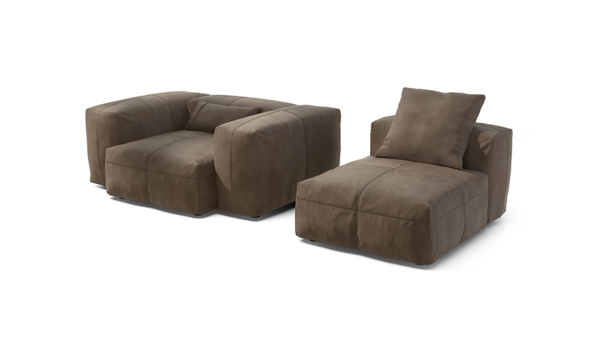 vetsak | Sofa Set 02 Medium - Leather - Cacao | Modular Sofa | 2.5