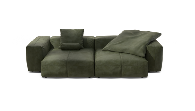 vetsak | Sofa Set 02 XLarge - Leather - Olive | Modular Sofa | 3.5 Seater | Big Sofa