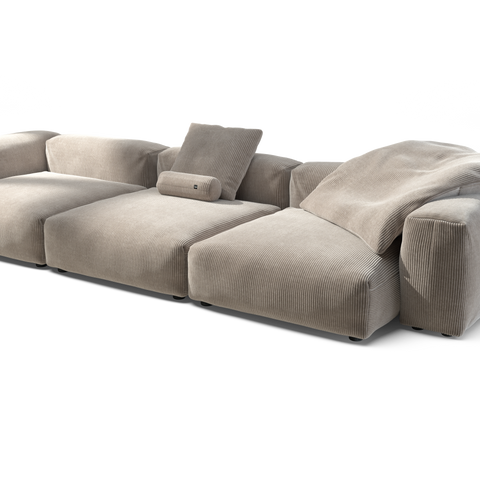 vetsak | Sofa Set 05 - Cord Velour - Platinum | Modular Sofa | 5 Seate ...
