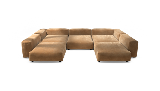 vetsak | Sofa Set 06 - Cord Velour - Camel | Modular Sofa | 6.5 Seater | Big Sofa | U-Shape | Corner Sofa