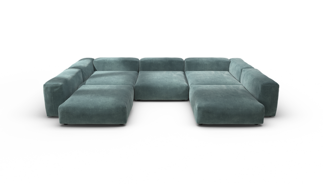 vetsak | Sofa Set 06 - Cord Velour - Mint | Modular Sofa | 6.5 Seater | Big Sofa | U-Shape | Corner Sofa