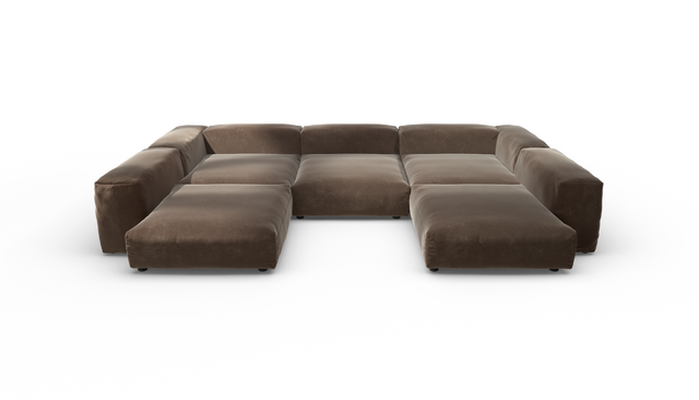 vetsak | Sofa Set 06 - Suave - Espresso | Modular Sofa | 6.5 Seater | Big Sofa | U-Shape | Corner Sofa