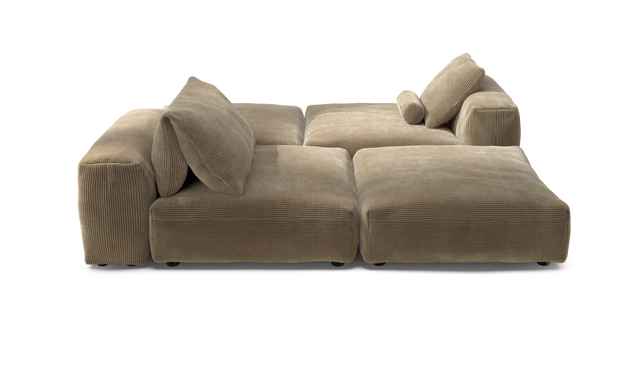 vetsak | Sofa Set 08 - Daybed - Cord Velour - Sand | Modular Sofa | 6 Seater | Outdoor Island | Double lounger