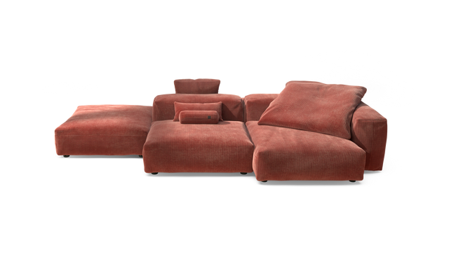 vetsak | Sofa Set 09 - The Island - Cord Velour - Brick | Modular Sofa | 7 Seater | Sofa Island
