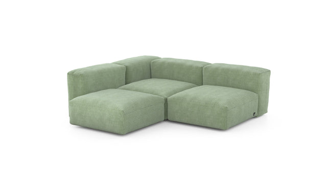 Preset three module corner sofa - cord velours - duck egg - 199cm x 199cm