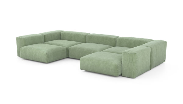 Preset u-shape sofa - cord velours - duck egg - 377cm x 199cm