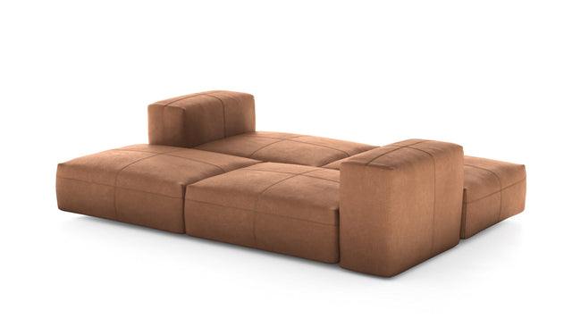 double lounger - leather - brown - 95in x 66in