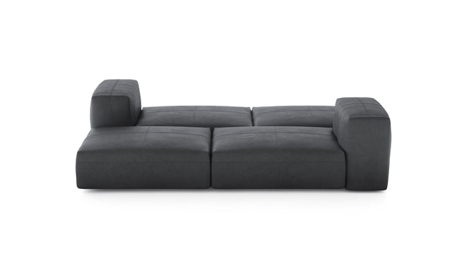 double lounger - leather - dark grey - 95in x 66in