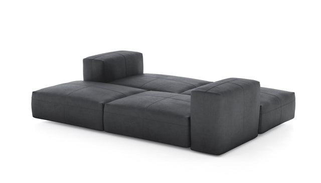 double lounger - leather - dark grey - 95in x 66in