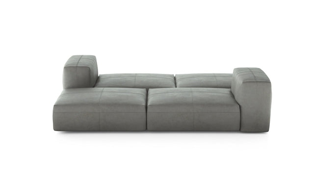 double lounger - leather - light grey - 95in x 66in