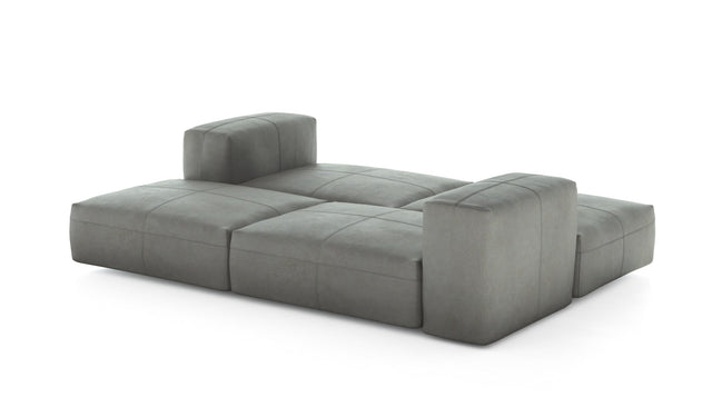 double lounger - leather - light grey - 95in x 66in