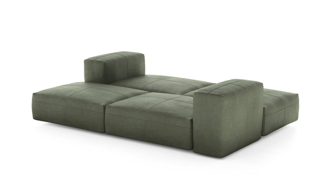 double lounger - leather - olive - 95in x 66in