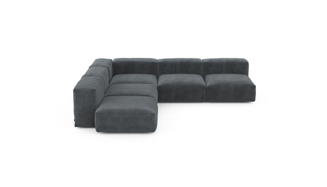 Preset five module corner sofa - cord velours - dark grey - 283cm x 283cm