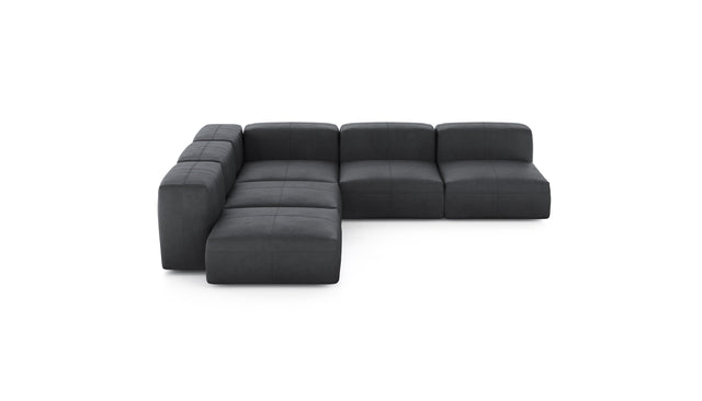 Preset five module corner sofa - leather - dark grey - 283cm x 283cm