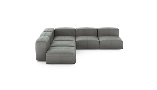 Preset five module corner sofa - leather - light grey - 283cm x 283cm