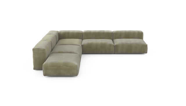 Preset five module corner sofa - cord velours - khaki - 325cm x 325cm