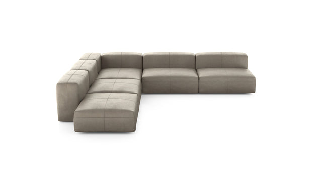 Preset five module corner sofa - leather - beige - 325cm x 325cm