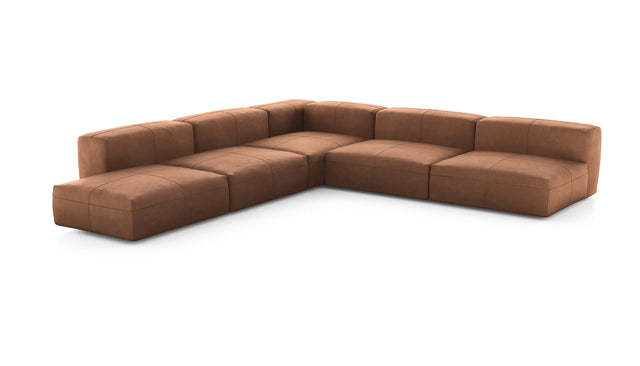 Preset five module corner sofa - leather - brown - 325cm x 325cm