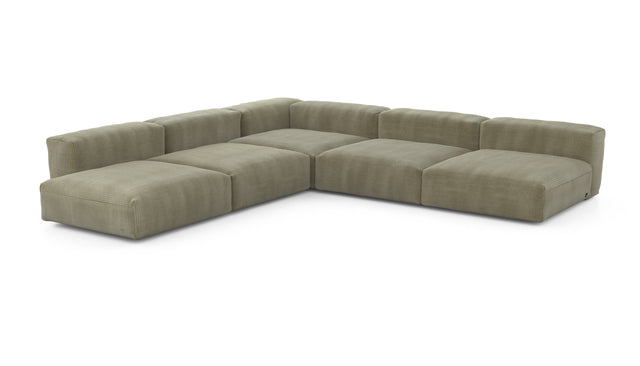 Preset five module corner sofa - cord velours - khaki - 346cm x 346cm