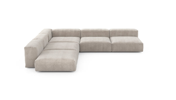 Preset five module corner sofa - cord velours - platinum - 346cm x 346cm