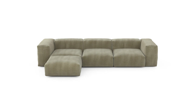 Preset four module chaise sofa - cord velours - khaki - 314cm x 199cm