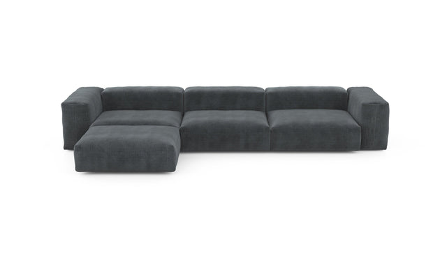 four module chaise sofa - cord velour - dark grey - 148in x 78in