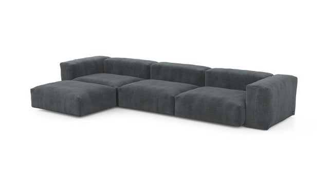 four module chaise sofa - cord velour - dark grey - 148in x 78in