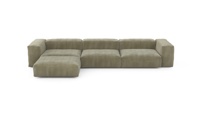 Preset four module chaise sofa - cord velours - khaki - 377cm x 199cm