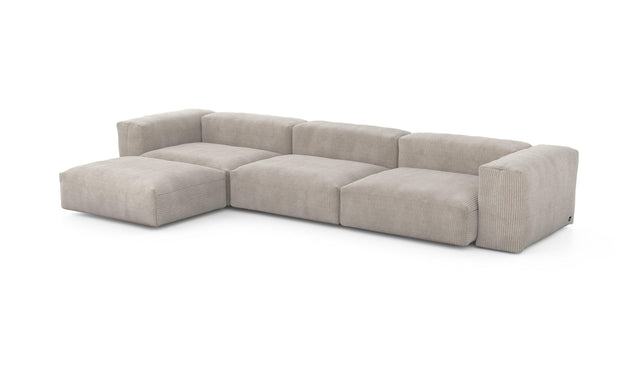 Preset four module chaise sofa - cord velours - platinum - 377cm x 199cm