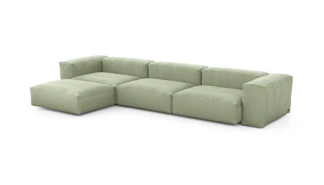 Preset four module chaise sofa - linen - olive - 377cm x 199cm