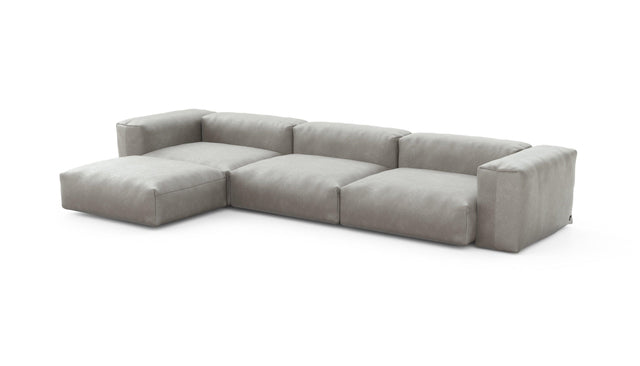 Preset four module chaise sofa - velvet - light grey - 377cm x 199cm