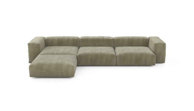 Preset four module chaise sofa - cord velours - khaki - 377cm x 241cm