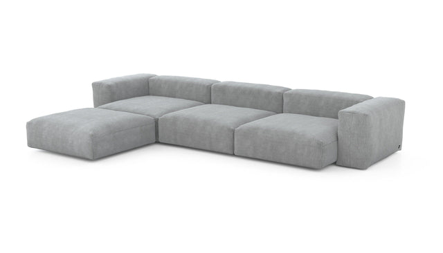 Preset four module chaise sofa - cord velours - light grey - 377cm x 241cm