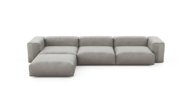 Preset four module chaise sofa - velvet - light grey - 377cm x 241cm