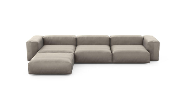 Preset four module chaise sofa - velvet - stone - 377cm x 241cm