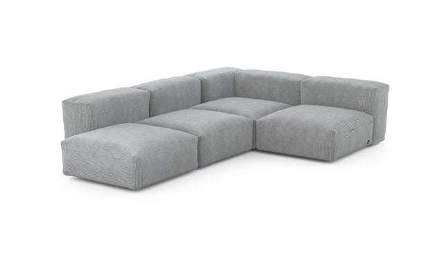 Preset four module corner sofa - cord velours - light grey - 199cm x 283cm