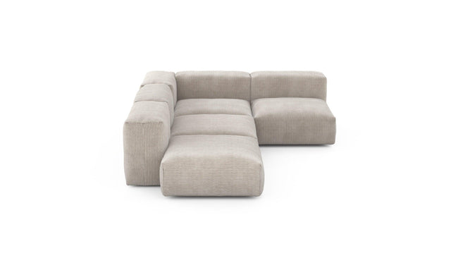 Preset four module corner sofa - cord velours - platinum - 199cm x 283cm