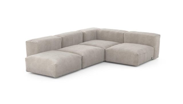 Preset four module corner sofa - cord velours - platinum - 199cm x 283cm