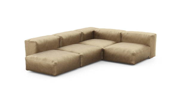 Preset four module corner sofa - velvet - caramel - 199cm x 283cm