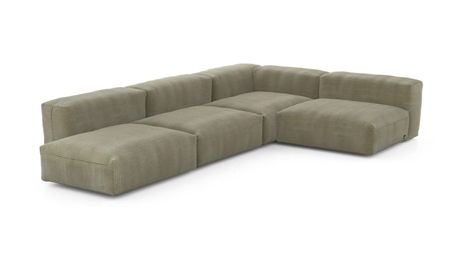 Preset four module corner sofa - cord velours - khaki - 220cm x 346cm