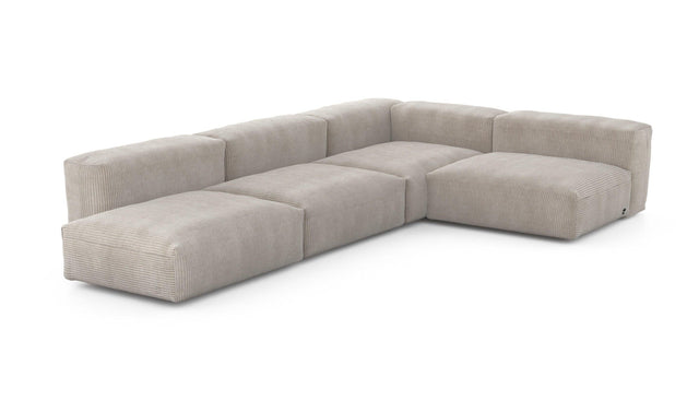 Preset four module corner sofa - cord velours - platinum - 220cm x 346cm