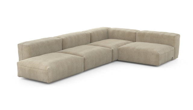 Preset four module corner sofa - cord velours - sand - 220cm x 346cm